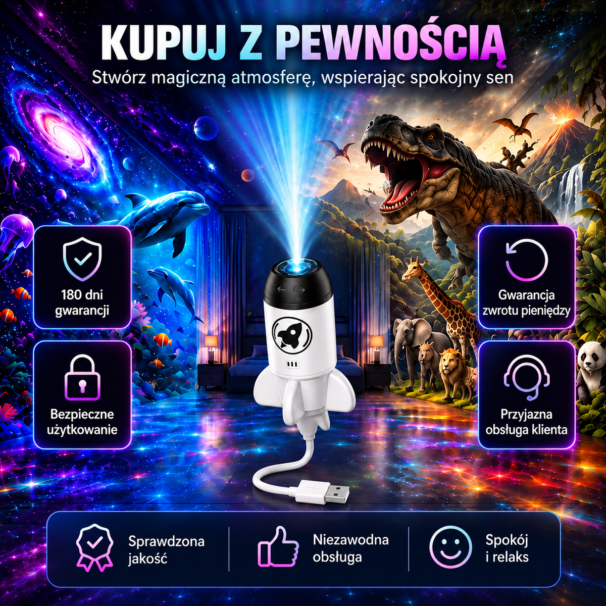 ⛄🚀 𝑺𝑪𝑵𝑫𝑹® HD Świąteczny Projektor – Plug & Play 🌲