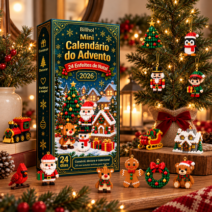 Billhol® Mini Calendário do Advento com 24 Enfeites de Natal | 24 Modelos Festivos Exclusivos para Montar, com Ganchos Incluídos – Perfeito para Decorar Árvores de Natal, Coroas e Outras Decorações Natalícias 🫎