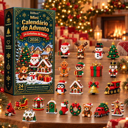 Billhol® Mini Calendário do Advento com 24 Enfeites de Natal | 24 Modelos Festivos Exclusivos para Montar, com Ganchos Incluídos – Perfeito para Decorar Árvores de Natal, Coroas e Outras Decorações Natalícias 🫎