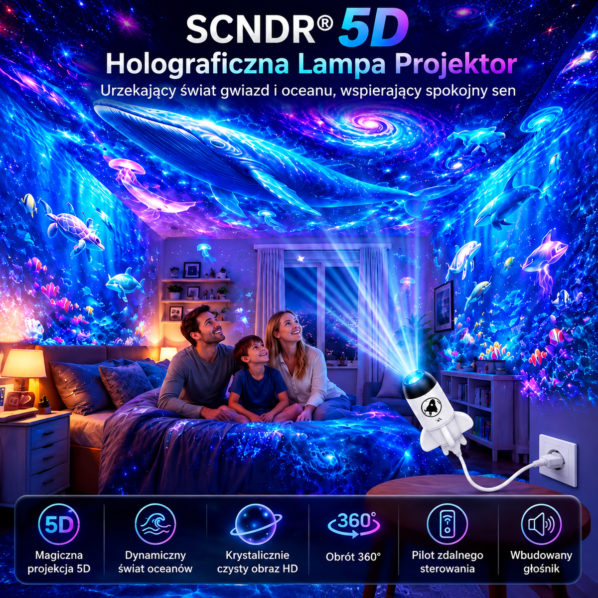⛄🚀 𝑺𝑪𝑵𝑫𝑹® HD Świąteczny Projektor – Plug & Play 🌲