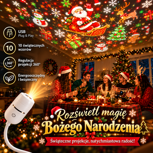 🌈⛄ 𝑺𝑪𝑵𝑫𝑹® HD Świąteczny Projektor – Plug & Play 🌲