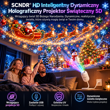 🌈⛄ 𝑺𝑪𝑵𝑫𝑹® HD Świąteczny Projektor – Plug & Play 🌲